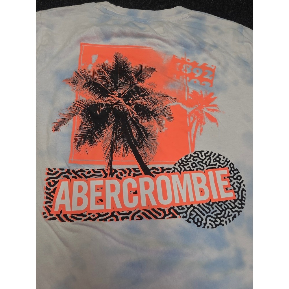 Abercrombie Kids Tie Dye Palm Tree Graphic T-Shirt Blue Orange Size 9/10